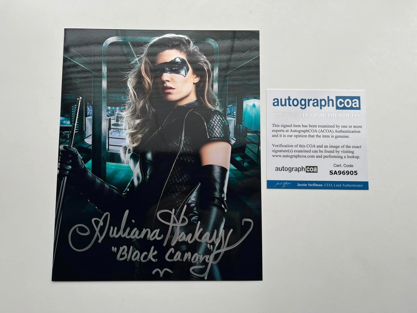 Juliana Harkavy Black Canary Signed Metallic 8x10 Photo