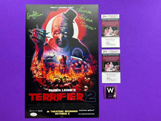 Lauren LaVera and Samantha Scaffidi Signed Terrifier 2 11x17 Photo - JSA COA