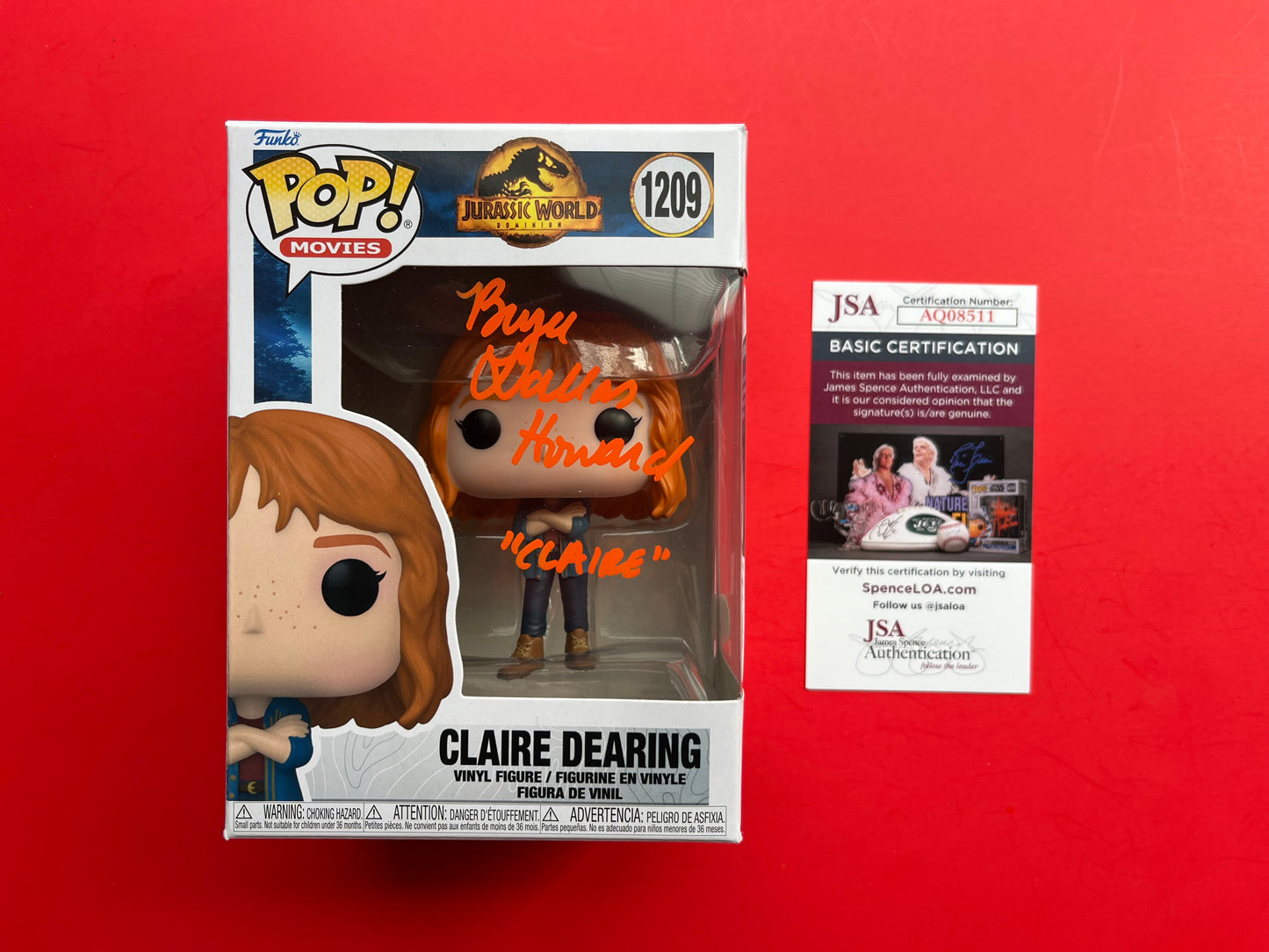 Bryce Dallas Howard “Claire Dearing” Funko Pop JSA COA 511