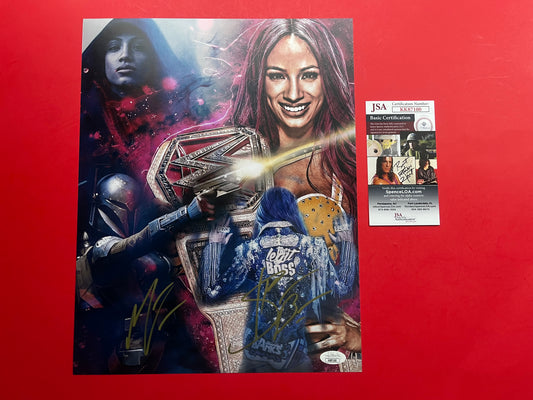 QC - Mercedes Varnado/Sasha Banks Dual Signed 11x14 Photo JSA COA