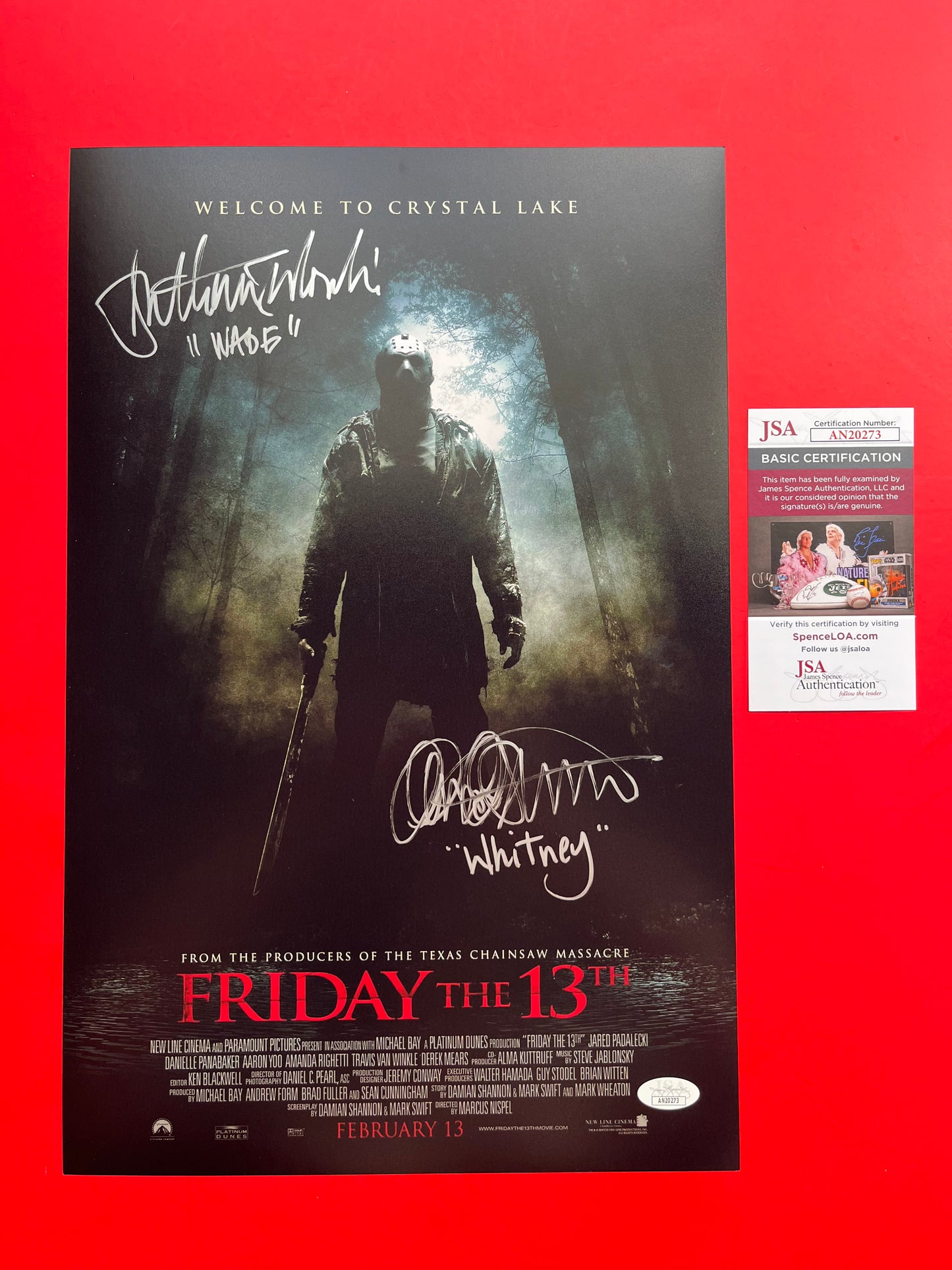 Amanda Righetti and Jonathan Sadowski Signed F13 11x17 Photo - JSA COA AN20273